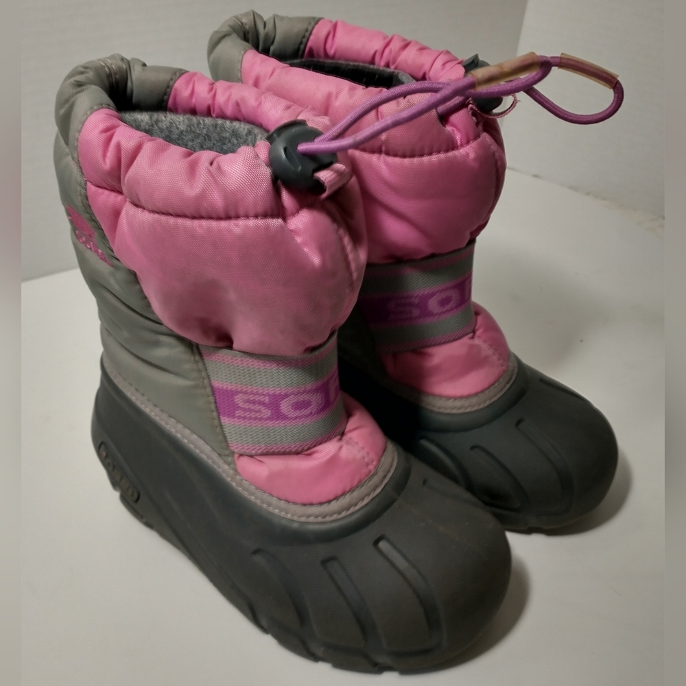 Sorel Pink and Gray Snow Boots, Girl Size 10, Winter Sports, Outdoor‎ Snow